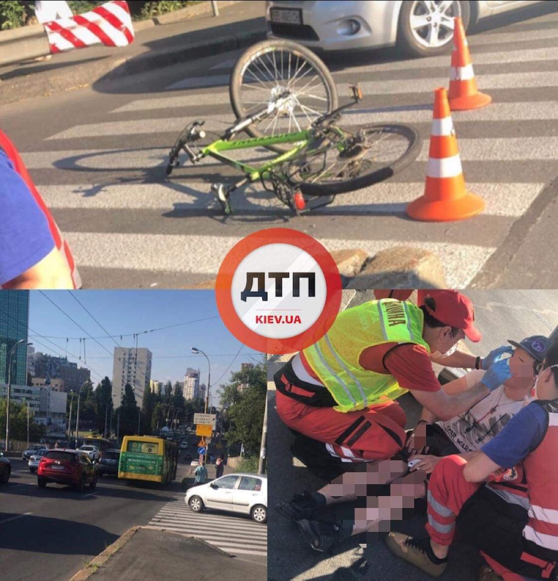В Киеве на Воздухофлотском проспекте произошло серьезное ДТП с пострадавшими: маршрутка сбила велосипедиста