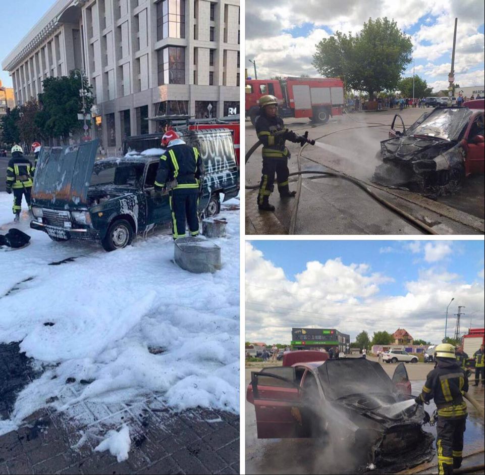 Столичні вогнеборці тричі виїжджали на виклики щодо палаючих автомобілів