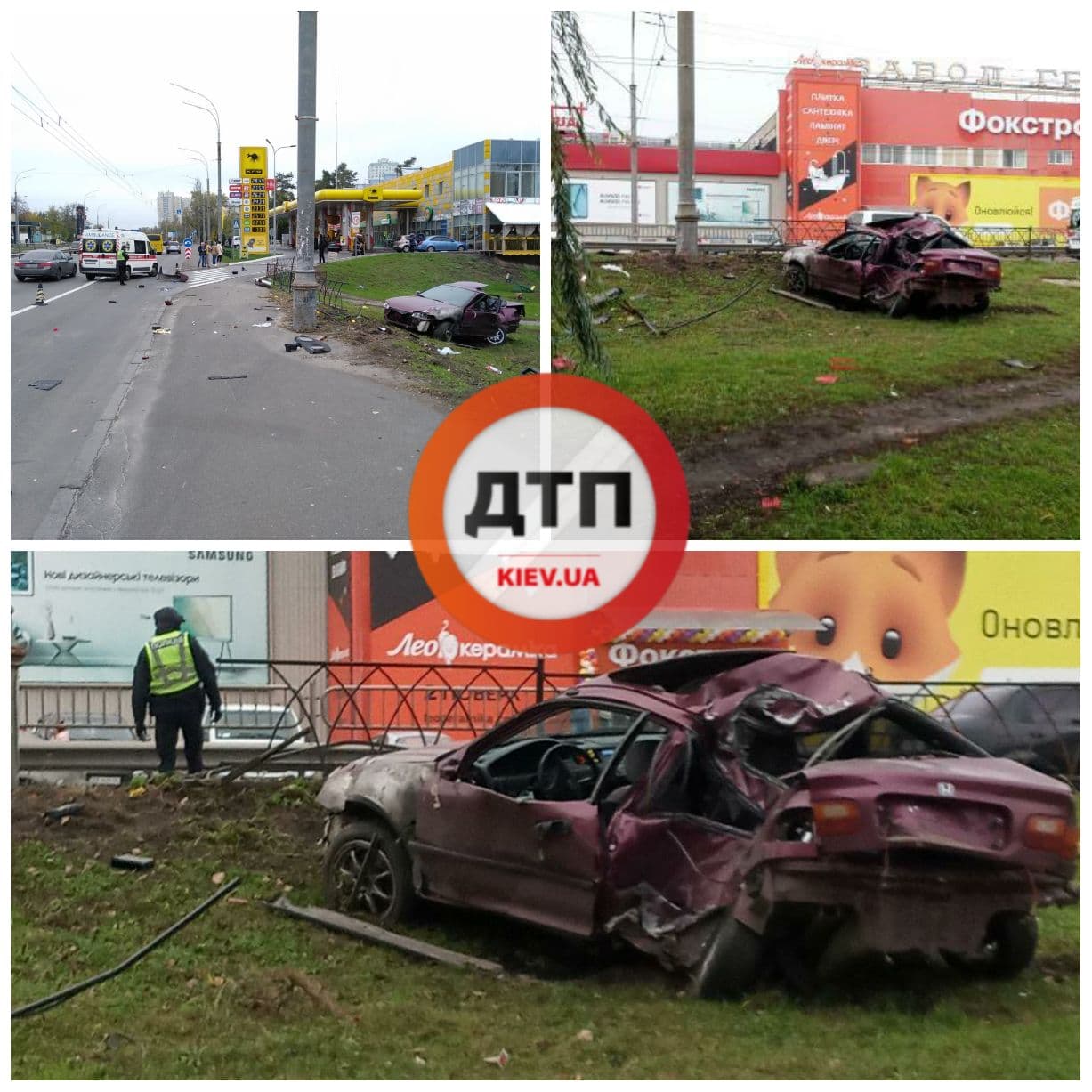 У Києві на проспекті Визволителів сталася серйозна ДТП з потерпілими - автомобіль Honda злетів в кювет